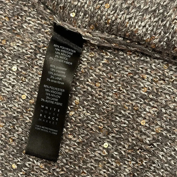 White House Black Market sparkling silver with gold sequins sweater size XL - Picture 4 of 6